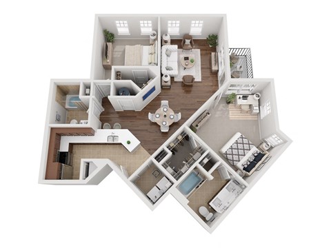 Floor plan for 2 beds, 2 baths, 1145 sqft